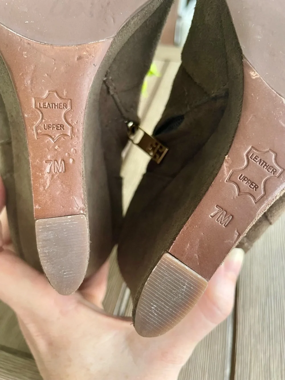Tory Burch Brown Suede Wedge Ankle Boots Size 7M Leather Made in Brazil